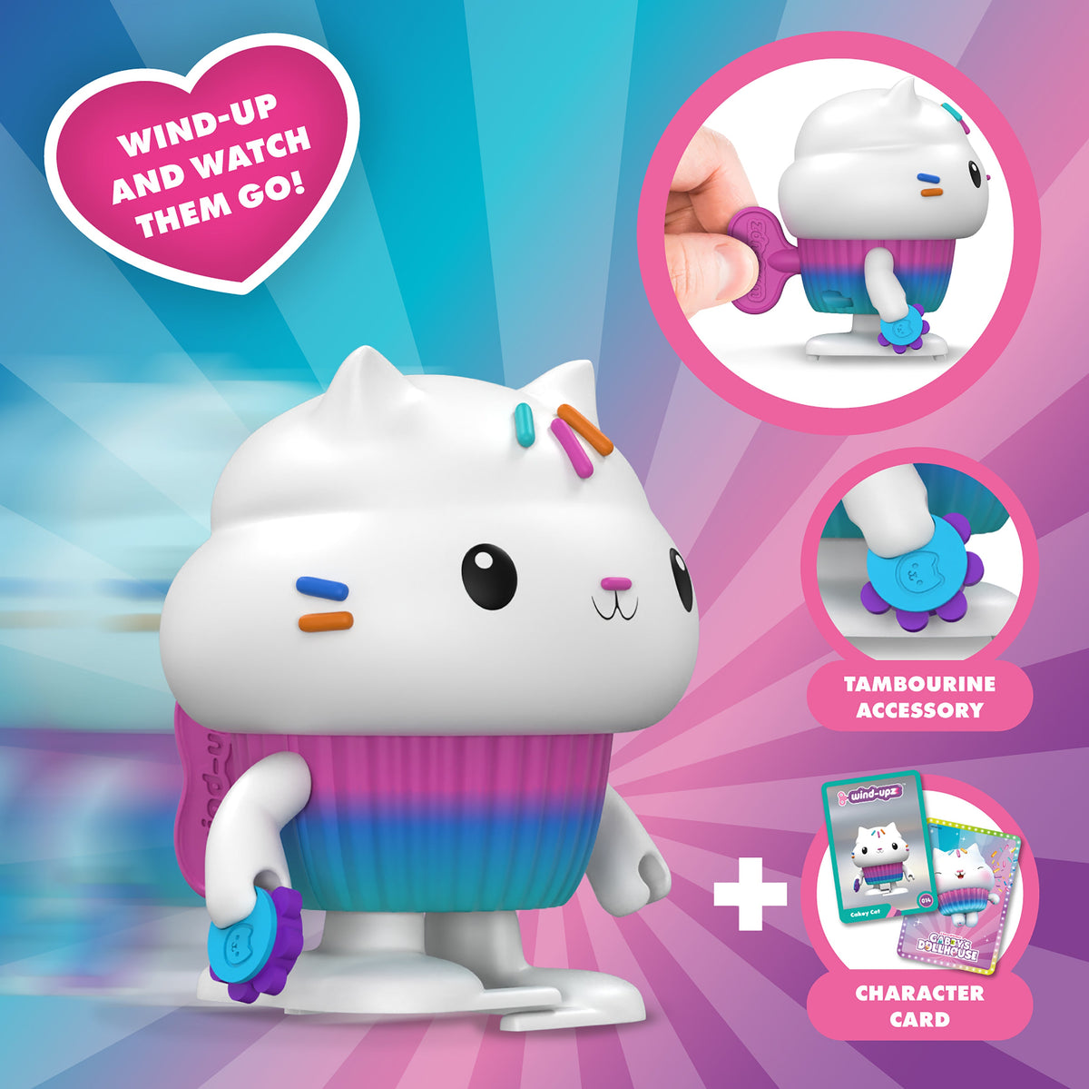 Wholesale Gabby's Dollhouse Cakey Cat Wind-Upz - (Case of 10)