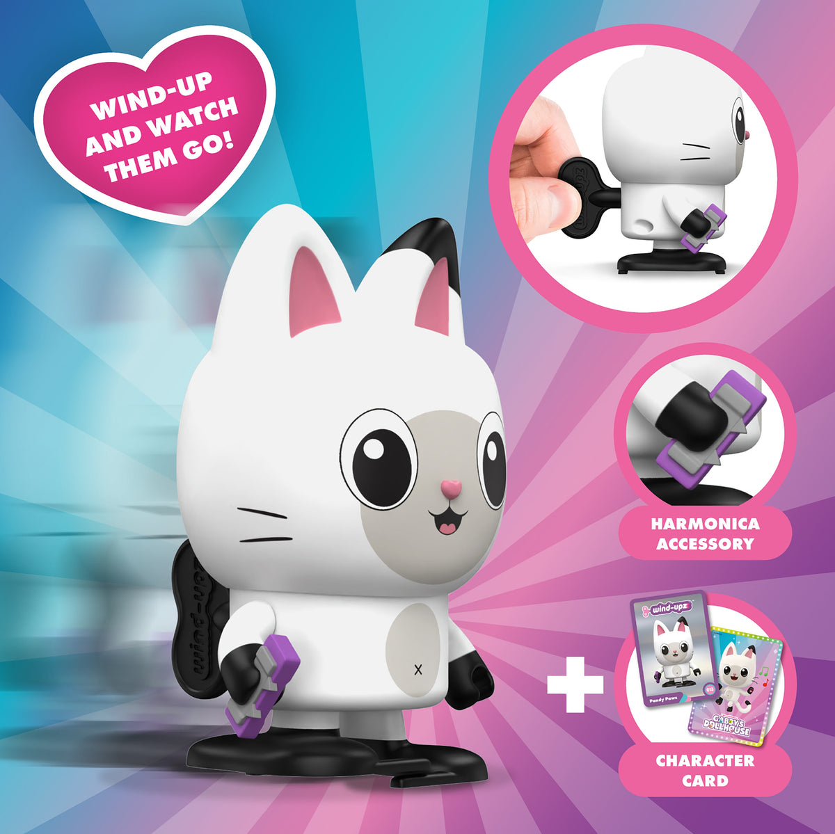 Wholesale Gabby's Dollhouse Pandy Paws Wind-Upz - (Case of 10)