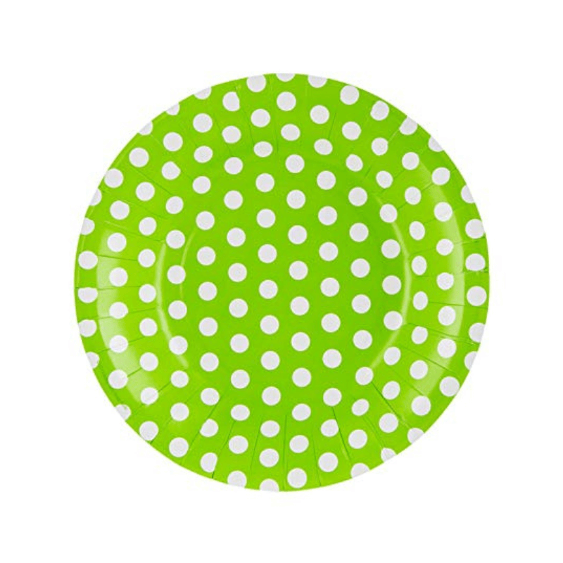 Green Polka Dot Party Plates 16 Pack
