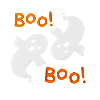 Orange text Boo and 2 ghost window gel stickers

