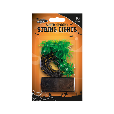 Wholesale Halloween Green Spiders Spooky Led String Lights - (Case of 12)