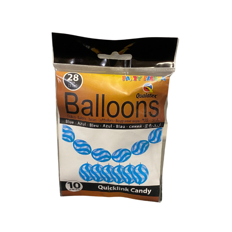 Wholesale 10 Blue Quicklink Candy Balloons - (Case of 16)