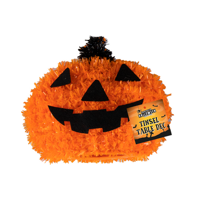 Wholesale Halloween Tinsel Pumpkin Table Decoration - (Case of 12)