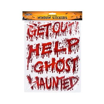 Red blood window stickers- get out, help, ghost, haunted