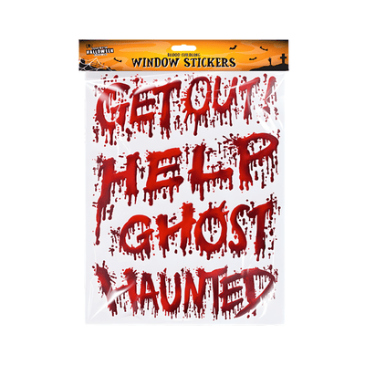 Wholesale Halloween Blood Window Stickers - Get Out - (Case of 12)