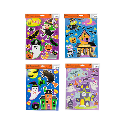 Wholesale Halloween Colourful Glitter Window Stickers - (Case of 12)