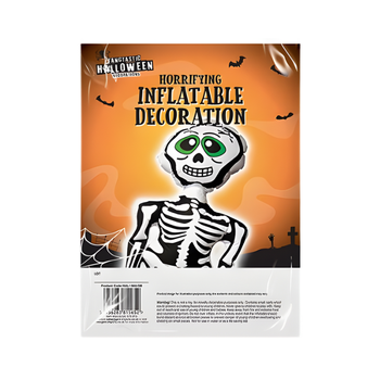 Shiny inflatable skeleton green eyes.