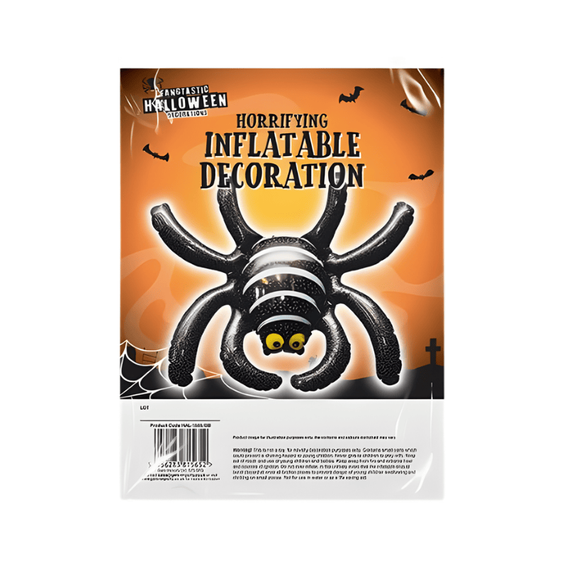 Shiny black and white spider inflatable