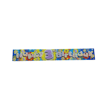 Wholesale Holographic Happy 3rd Birthday Banner - (Case of 16)