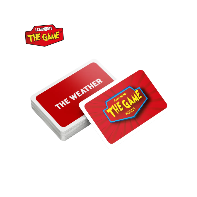Card game titled 'The Weather' with Learnbots logo on a white background