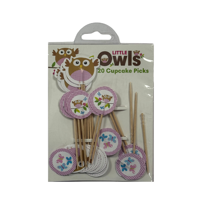 Little Owls Cupcake Picks - 20 Pack