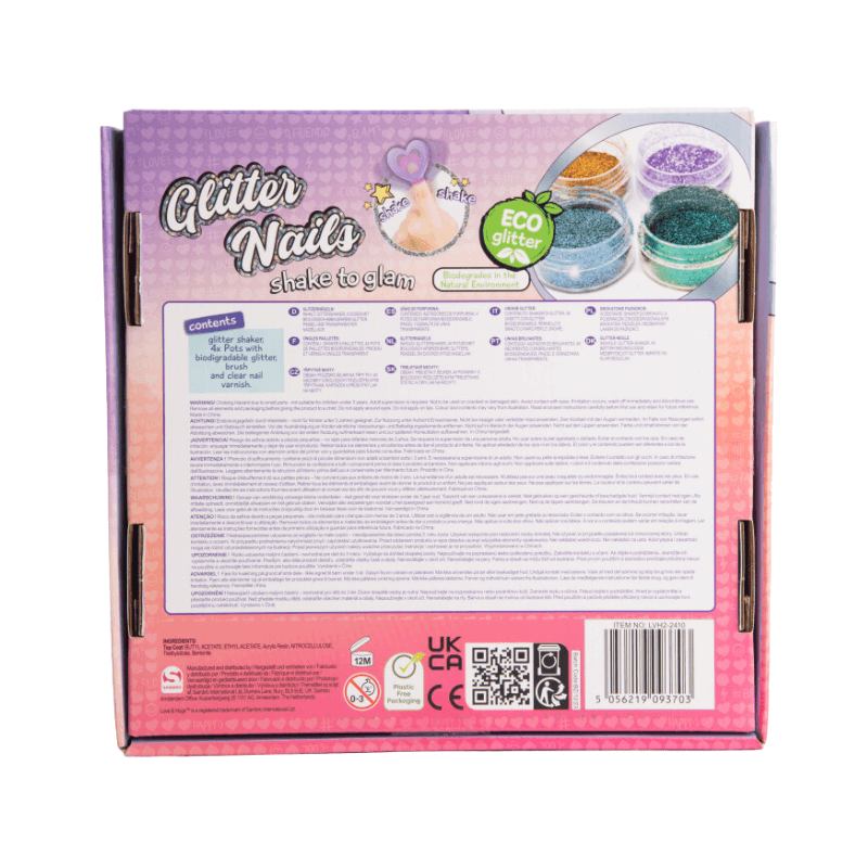 Wholesale Love & Hugs Eco Friendly Glitter Nail Kit - (Case of 12)