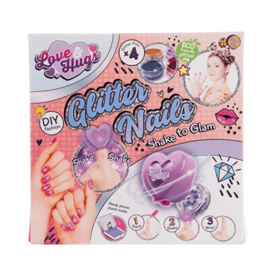Wholesale Love & Hugs Eco Friendly Glitter Nail Kit - (Case of 12)