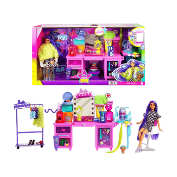 Mattel Barbie Extra Doll & Vanity Playset with Puppy & Accessories