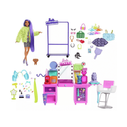 Mattel Barbie Extra Doll & Vanity Playset with Puppy & Accessories
