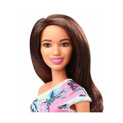 Mattel Barbie with Brunette Hair & Tropical Flower Dress Doll