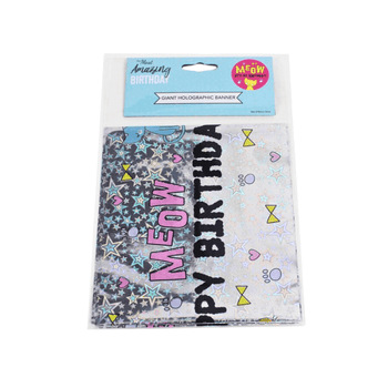 Wholesale Meow Kitty Foil Holographic Banner - (Case of 16)