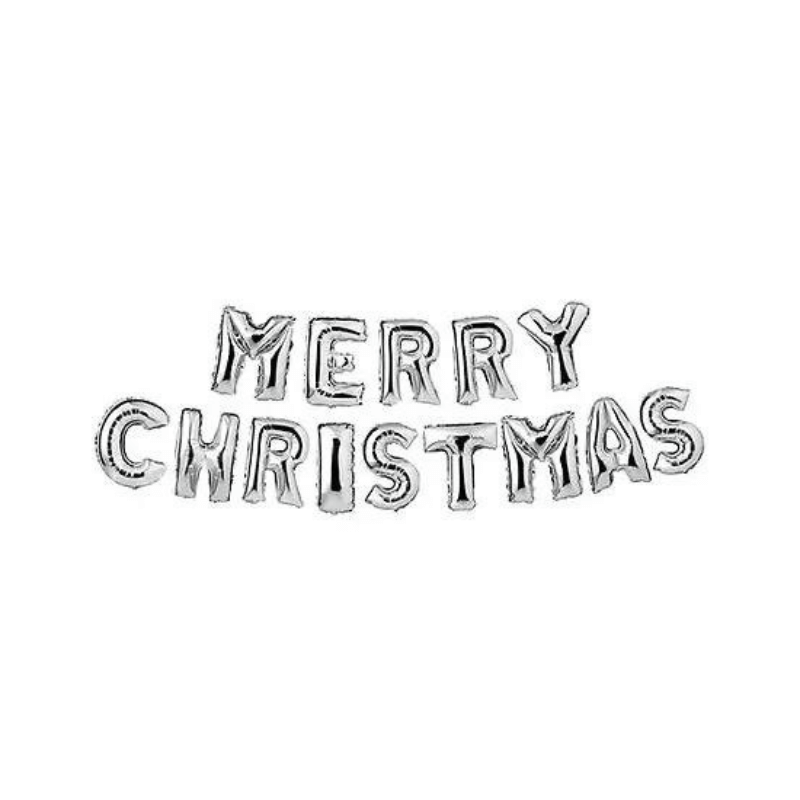 Striscione "Merry Christmas" Argento 2,8 M - Decorazione Natalizia Luminosa Per Pareti, Finestre E Porte