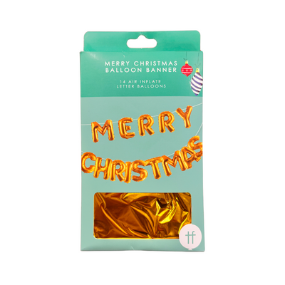 Wholesale Merry Christmas Gold Balloon Banner - (Case of 12)