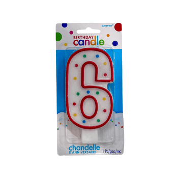Number 6 Large Birthday Party Candle
