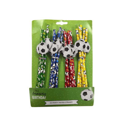 Wholesale Pack Of 20 Football Paper Straws - (Case of 24)