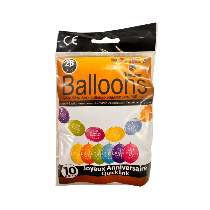Wholesale Joyeux Anniversaire Quicklink Balloons - (Case of 16)