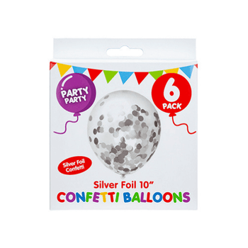 Wholesale Silver Foil 10" Confetti Balloons - (Case of 16)