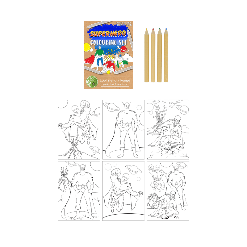 Wholesale Superhero Eco Colouring Set - (Case of 12)