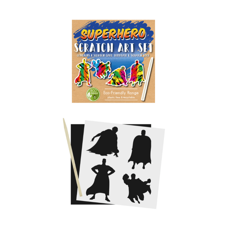 Mini Eco-Friendly Superhero Scratch Art Set �?? PoundFun�?�