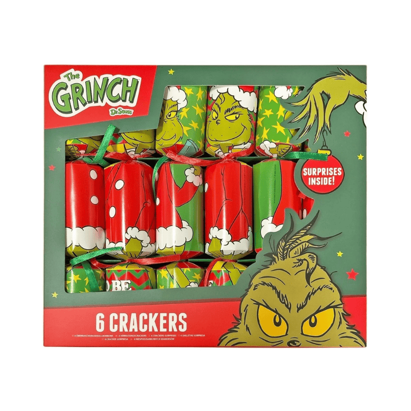 Red and Green assorted giant Grinch christmas crackers