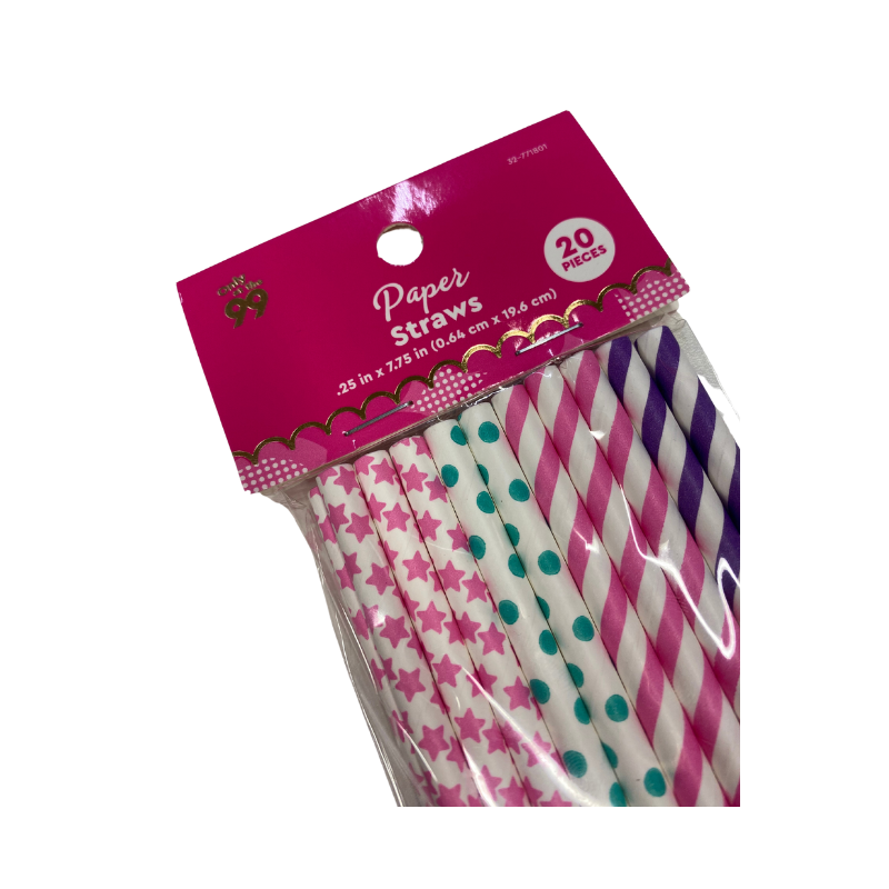 Wholesale Unicorn Party Paper Straws Pack of 20 - (Case of 12)
