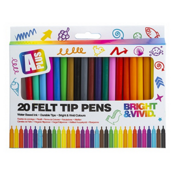 20 Multicoloured Felt Tip Pens