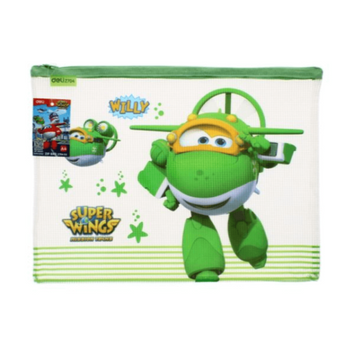 Wholesale Super Wings Folder Zip Bag Willy in Green - (Case of 12)
