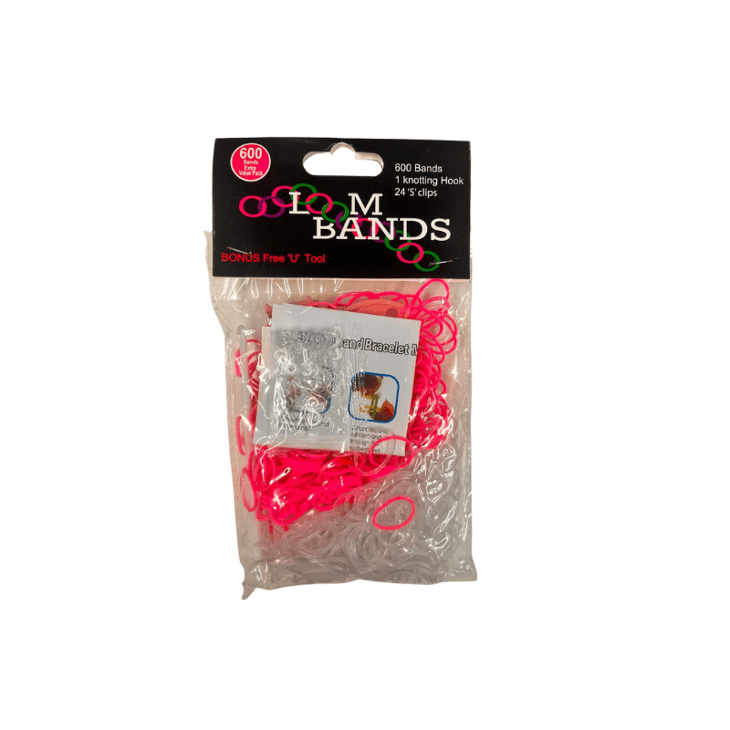 Wholesale 600 Pink and Clear Loom Bands - (Case of 16)