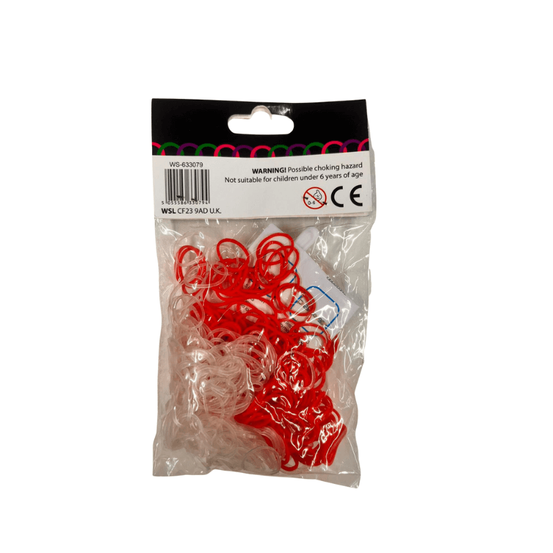 600  RED & CLEAR LOOM BANDS 