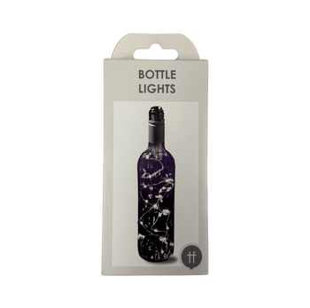 Packaging of bottle lights with a marble design on a white background