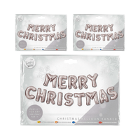 Wholesale Merry Christmas Balloon Banner- Silver - (Case of 12)