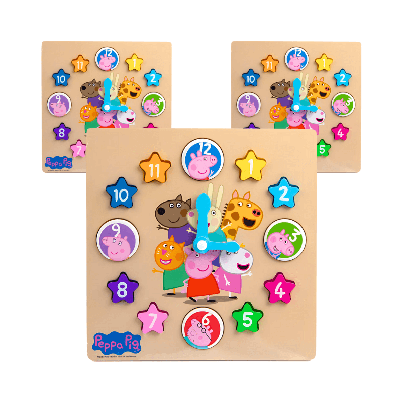 Wholesale Peppa Pig Wooden Learn to Tell the Time Clock - (Case of 12)