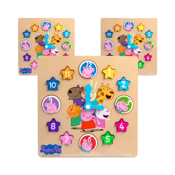 Wholesale Peppa Pig Wooden Learn to Tell the Time Clock - (Case of 12)