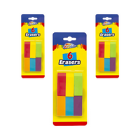 Wholesale Grafix 6 Pack Of Colourful Erasers - (CDU of 12)