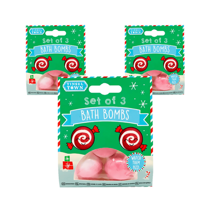 Wholesale Set of 3 Pink Christmas Bath Bombs - (Case of 12)