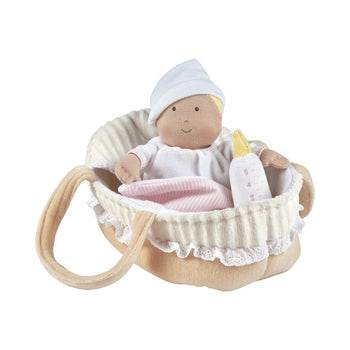 Baby Grace Doll in Carry Cot with Bottle and Blanket
