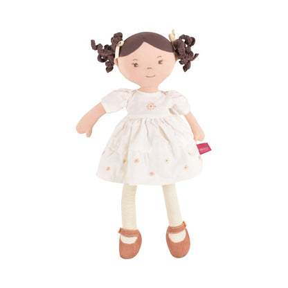 Cecilia Doll with Dark Brown Hair and Cream Linen Dress