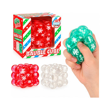Christmas Mini Squeeze Bauble Cube Toy with Sugar & Snowflake