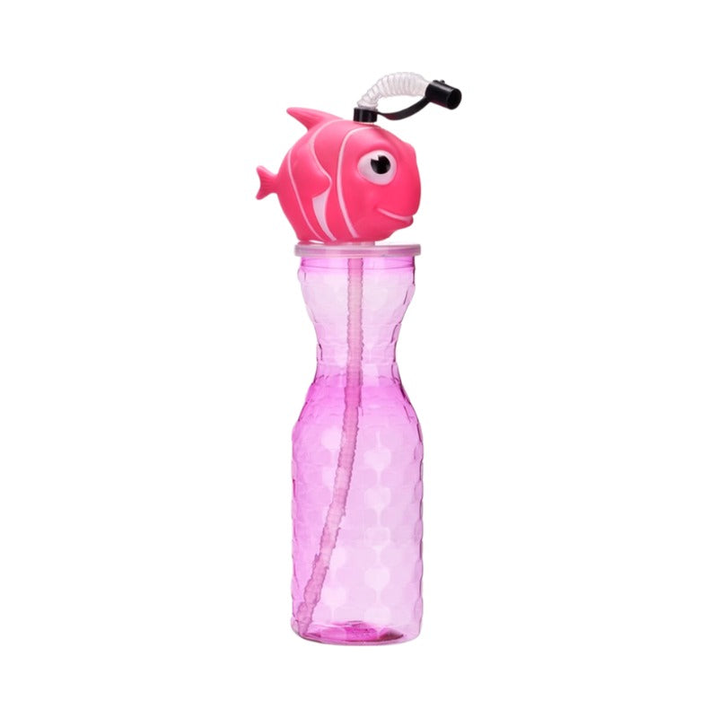 Clownfish Drinking Bottle & Straw - Pink