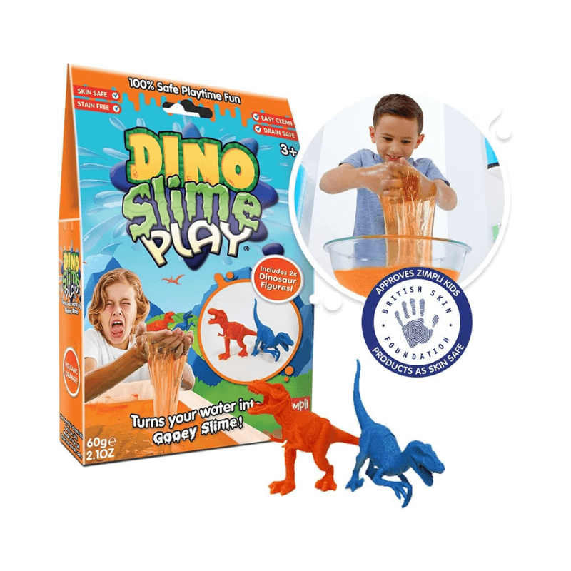 Orange Dino Slime Play
