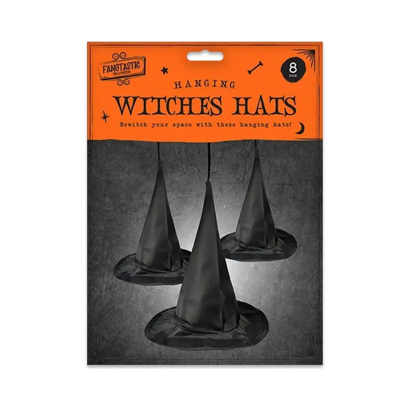 Halloween Spooky Hanging Witch Hats 8 Pack