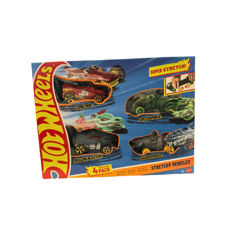 Wholesale Hot Wheels Stretchy Cars - 4 Pack - (Case of 6)