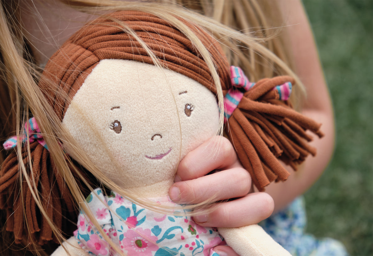Katy Doll with Dark Brown Hair and Pink & Sea Green Dress (3)