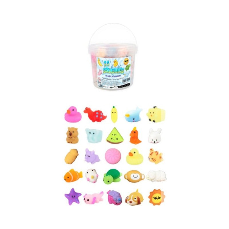 Mini Squishy Toys Bucket - 25 Pack